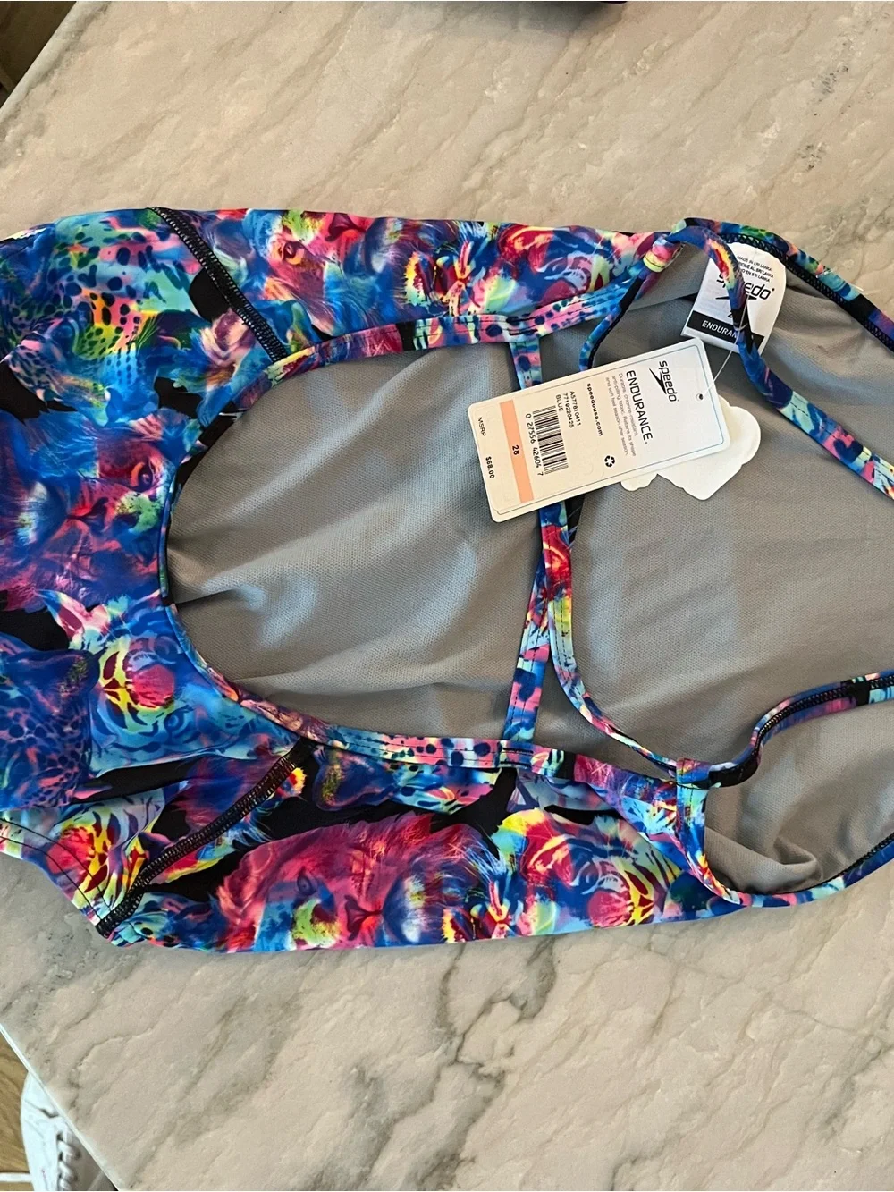 Speedo Girls Neon Multicolor Animal Face One-Piece Swimsuit